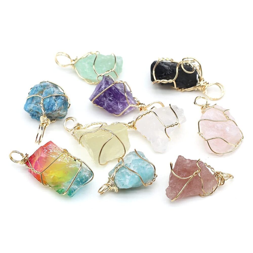 5413 10 Pcs Natural Crystal Stone Pendants Irregular Raw healing Crystal